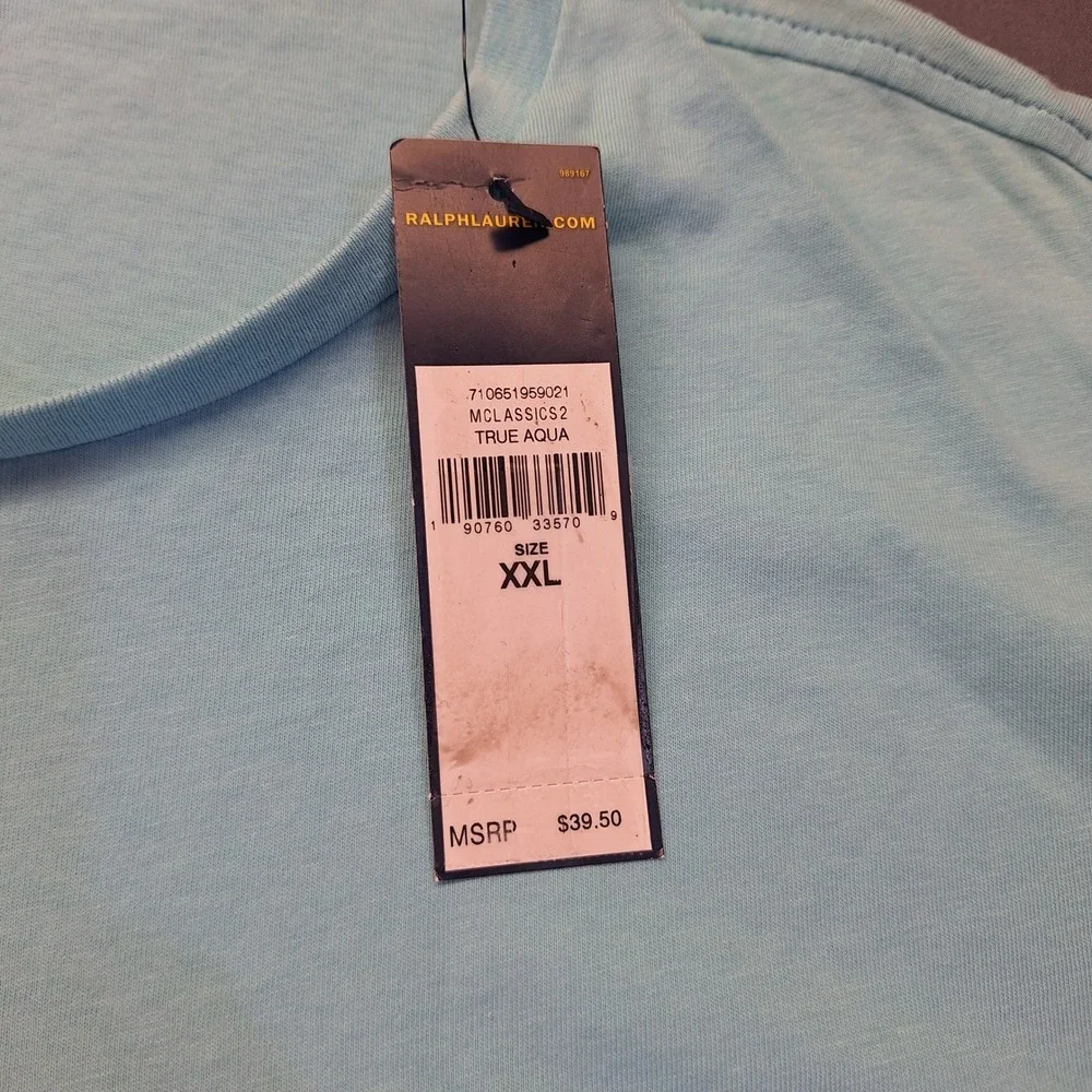 Polo Ralph Lauren Mens XXL Pocket T-Shirt True Aqua Blue Yellow Pony New